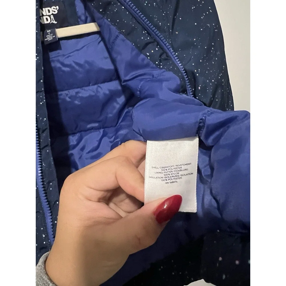 Lands' End‎ Girls Insulated Winter Jacket Night Sky Print Size Medium (8)